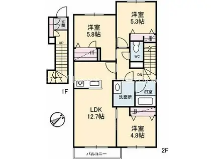 ドルモベーネ(3LDK/2階)の間取り写真