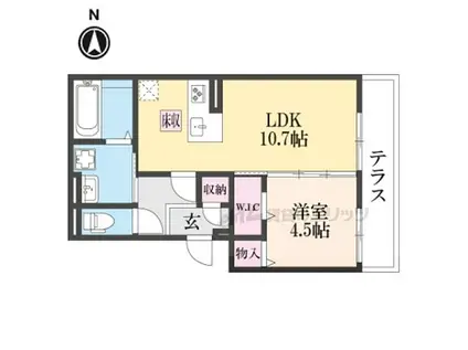 JR関西本線 奈良駅 徒歩13分 3階建 築1年(1LDK/1階)の間取り写真