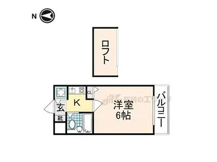 近鉄奈良線 生駒駅 徒歩7分 3階建 築33年(1K/1階)の間取り写真