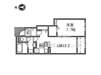 ハイフィールドIII(1LDK/1階)の間取り写真