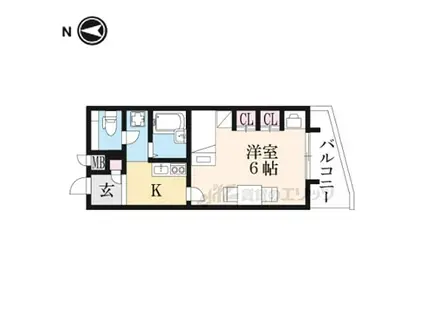 近鉄奈良線 新大宮駅 徒歩8分 4階建 築23年(1K/1階)の間取り写真