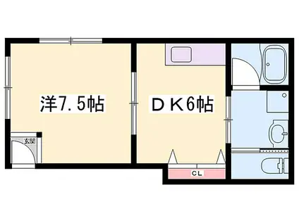 オークハイツ神明6(1DK/1階)の間取り写真