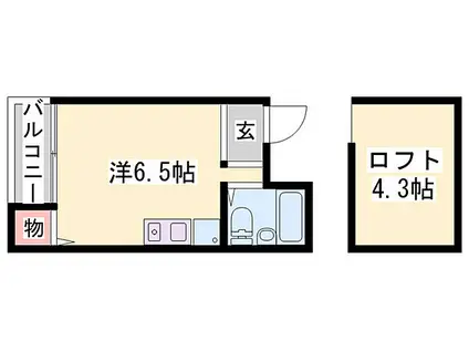 アーバンデザインひょうご東条 5番館(ワンルーム/1階)の間取り写真