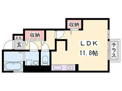 ストーンイエロー加古川(ワンルーム/1階)の間取り写真
