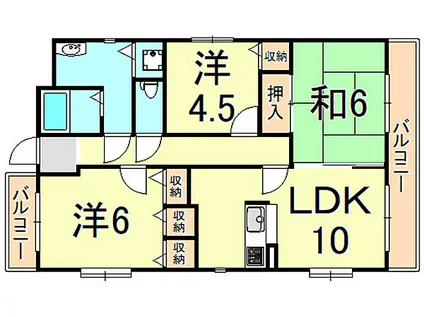 ミレア武庫之荘(3LDK/2階)の間取り写真