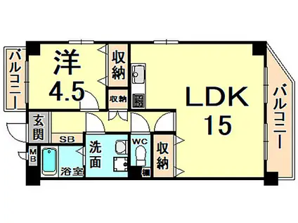 REBANGA武庫之荘アパートメント(1LDK/3階)の間取り写真