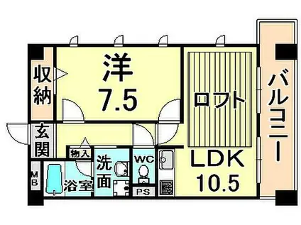 フローラル長洲(1LDK/6階)の間取り写真