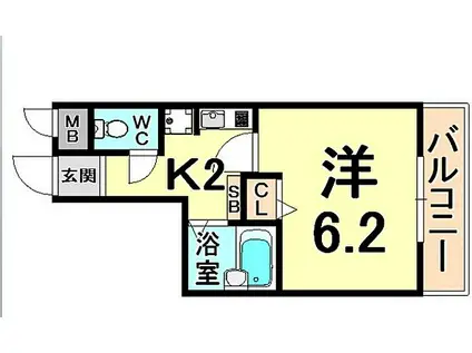 ハッピー伊丹マンション(1K/4階)の間取り写真