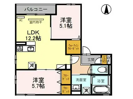 DUO大庄 A(2LDK/2階)の間取り写真