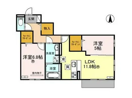 エテルノ塚口(2LDK/1階)の間取り写真