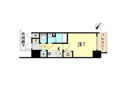 エスプレイス神戸ハーバーウエスト(1K/6階)の間取り写真