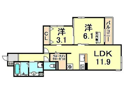 パルヴィレッジ(2LDK/1階)の間取り写真