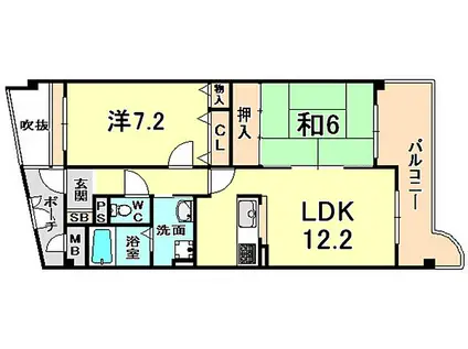 KDXレジデンス夙川ヒルズ 4番館(2LDK/2階)の間取り写真