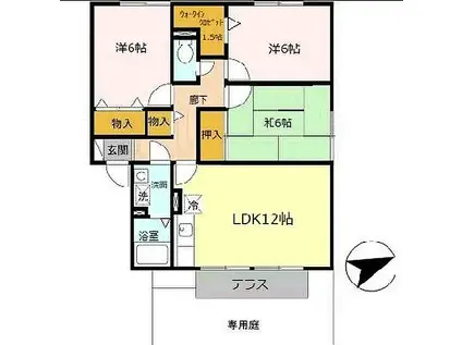 JR播但線 姫路駅 徒歩23分 2階建 築22年(3LDK/1階)の間取り写真