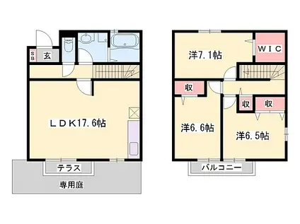 JR東海道・山陽本線 網干駅 徒歩35分 2階建 築15年(3LDK/1階)の間取り写真