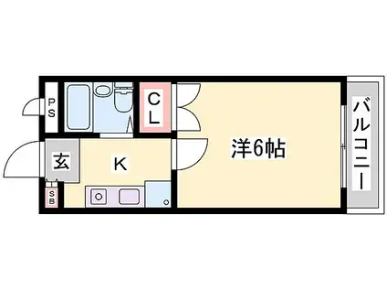 JR東海道・山陽本線 東加古川駅 徒歩17分 3階建 築35年(ワンルーム/2階)の間取り写真