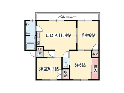 JR姫新線 本竜野駅 徒歩13分 2階建 築24年(3LDK/2階)の間取り写真