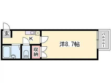 キャトルセゾン福崎(1K/2階)の間取り写真