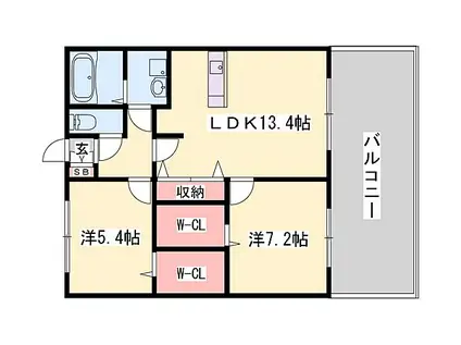 山陽電鉄本線 飾磨駅 徒歩9分 2階建 築17年(2LDK/2階)の間取り写真