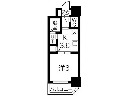 ワールドアイ神戸湊町(1K/2階)の間取り写真