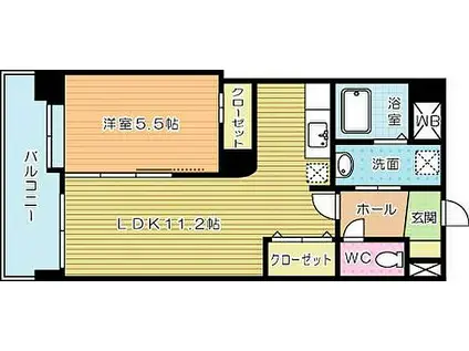 コンプレート富士見(1LDK/11階)の間取り写真