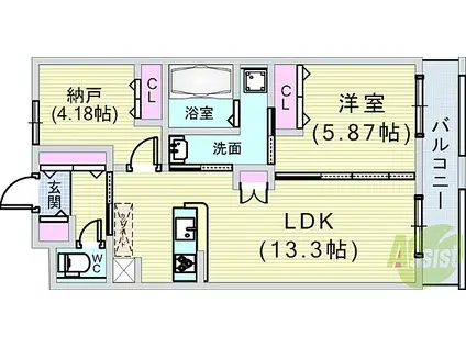 グローコートVII(2LDK/1階)の間取り写真