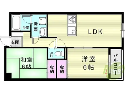 コートハウス神田(2LDK/2階)の間取り写真