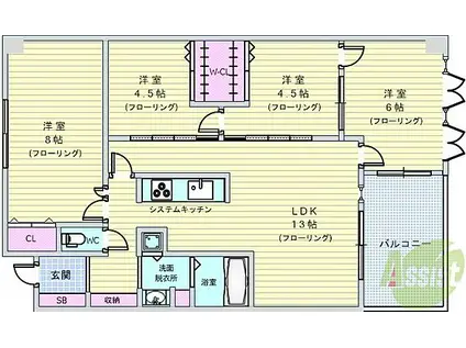 サンライズ緑丘(4LDK/2階)の間取り写真