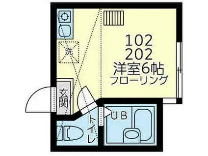京急本線 追浜駅 徒歩2分 2階建 築12年(ワンルーム/2階)の間取り写真