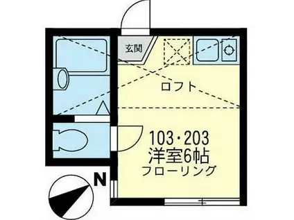 相鉄本線 星川駅(神奈川) 徒歩10分 2階建 築9年(ワンルーム/2階)の間取り写真