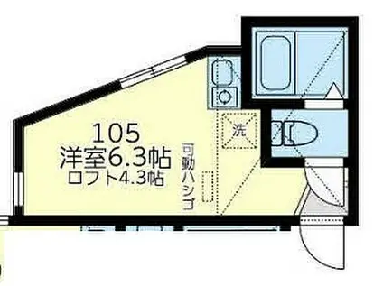 金沢シーサイドライン 鳥浜駅 徒歩8分 2階建 築1年(ワンルーム/2階)の間取り写真