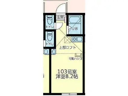 相鉄本線 星川駅(神奈川) 徒歩10分 2階建 築1年(ワンルーム/1階)の間取り写真