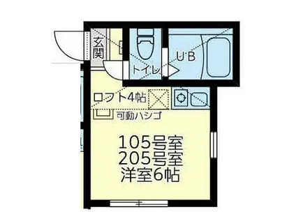 京急本線 子安駅 徒歩5分 2階建 築1年(ワンルーム/1階)の間取り写真