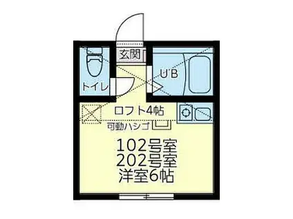 京急本線 子安駅 徒歩5分 2階建 築1年(ワンルーム/1階)の間取り写真