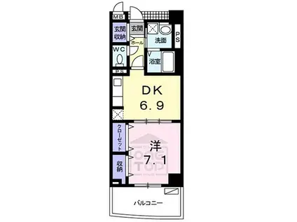 JR東海道・山陽本線 ＪＲ総持寺駅 徒歩20分 4階建 築13年(1DK/3階)の間取り写真