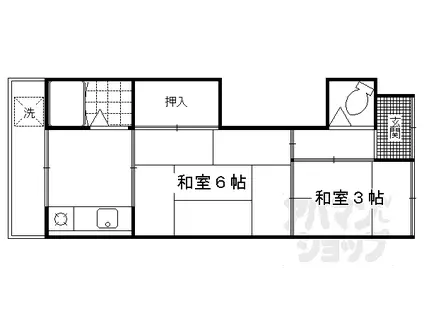 JR奈良線 ＪＲ藤森駅 徒歩7分 2階建 築55年(2K/2階)の間取り写真