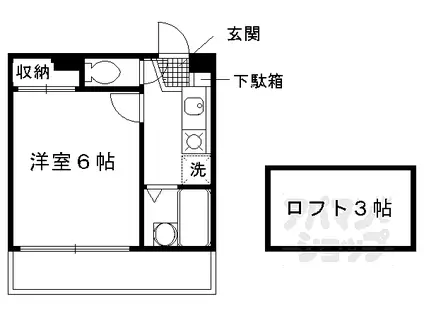 京阪本線 藤森駅 徒歩7分 2階建 築27年(1K/2階)の間取り写真