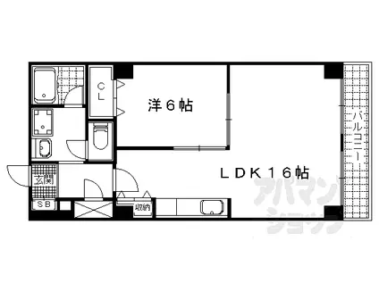 プラザ椥ノ辻(1LDK/4階)の間取り写真