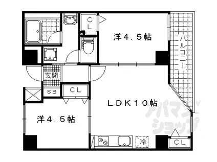 LATTICE HIGASHINO ANNEX(2LDK/4階)の間取り写真