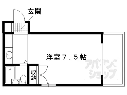 京阪本線 丹波橋駅 徒歩13分 4階建 築36年(ワンルーム/3階)の間取り写真