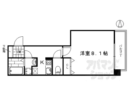 京都市営烏丸線 十条駅(近鉄) 徒歩8分 5階建 築6年(1K/4階)の間取り写真