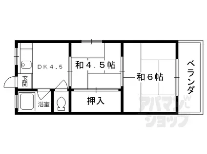 近鉄京都線 上鳥羽口駅 徒歩15分 2階建 築45年(2DK/1階)の間取り写真