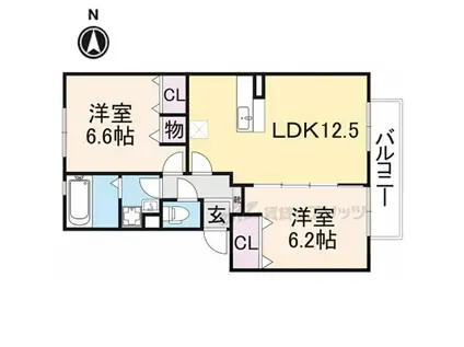 JR桜井線 京終駅 徒歩25分 2階建 築15年(2LDK/2階)の間取り写真