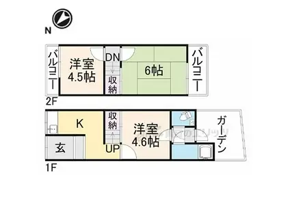 JR片町線(学研都市線) 長尾駅(大阪) 徒歩11分 2階建 築52年(3K)の間取り写真