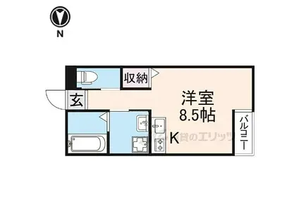 近鉄奈良線 富雄駅 徒歩3分 3階建 築1年(ワンルーム/2階)の間取り写真