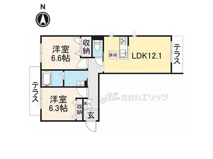 シャーメゾンFUJIMOTO(2LDK/1階)の間取り写真
