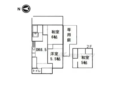 近鉄奈良線 菖蒲池駅 徒歩10分 2階建 築48年(3DK)の間取り写真