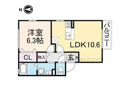 リビングタウン新大宮(1LDK/2階)の間取り写真