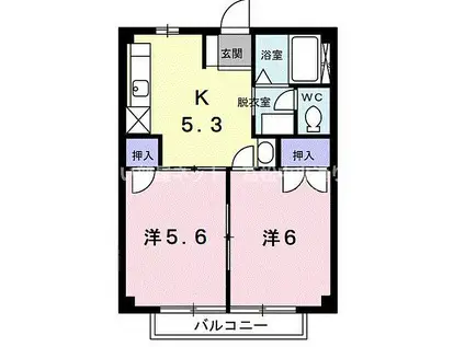 ニューシティカームHIRAOK(2K/2階)の間取り写真