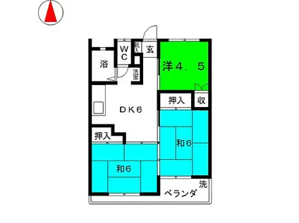 飯塚ツインコーポA(3DK/2階)の間取り写真